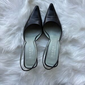 Authentic Gucci leather pointed toe slingback 7.5